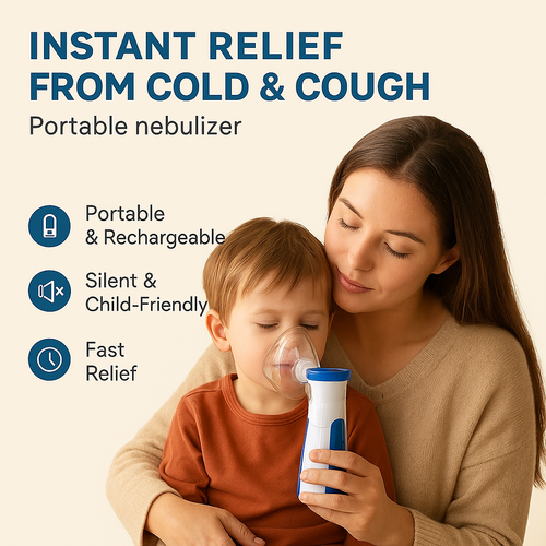 Mesh Nebulizer Machine (Portable & Rechargeable) – Cold & Cough Relief for Kids, Asthma Care for Adults & Elderly | Steam Inhaler