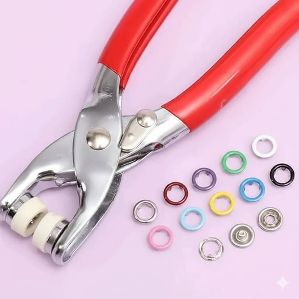 DIY Sewing Buttons Set For Clothing Sewing 200 PCS Silver Button Thickened Snap Fasteners Kit Metal Copper Five Claw Buckle Set With Hand Pressure Pliers Pack of 1